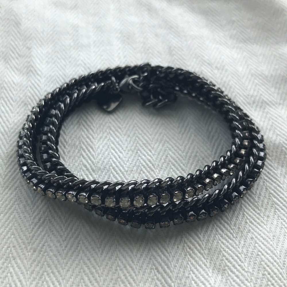 Stella & Dot Hematite & Rhinestone Wrap Bracelet